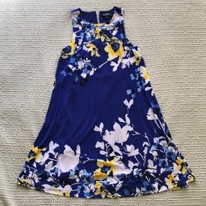 Lauren blue with white and yellow flower dress